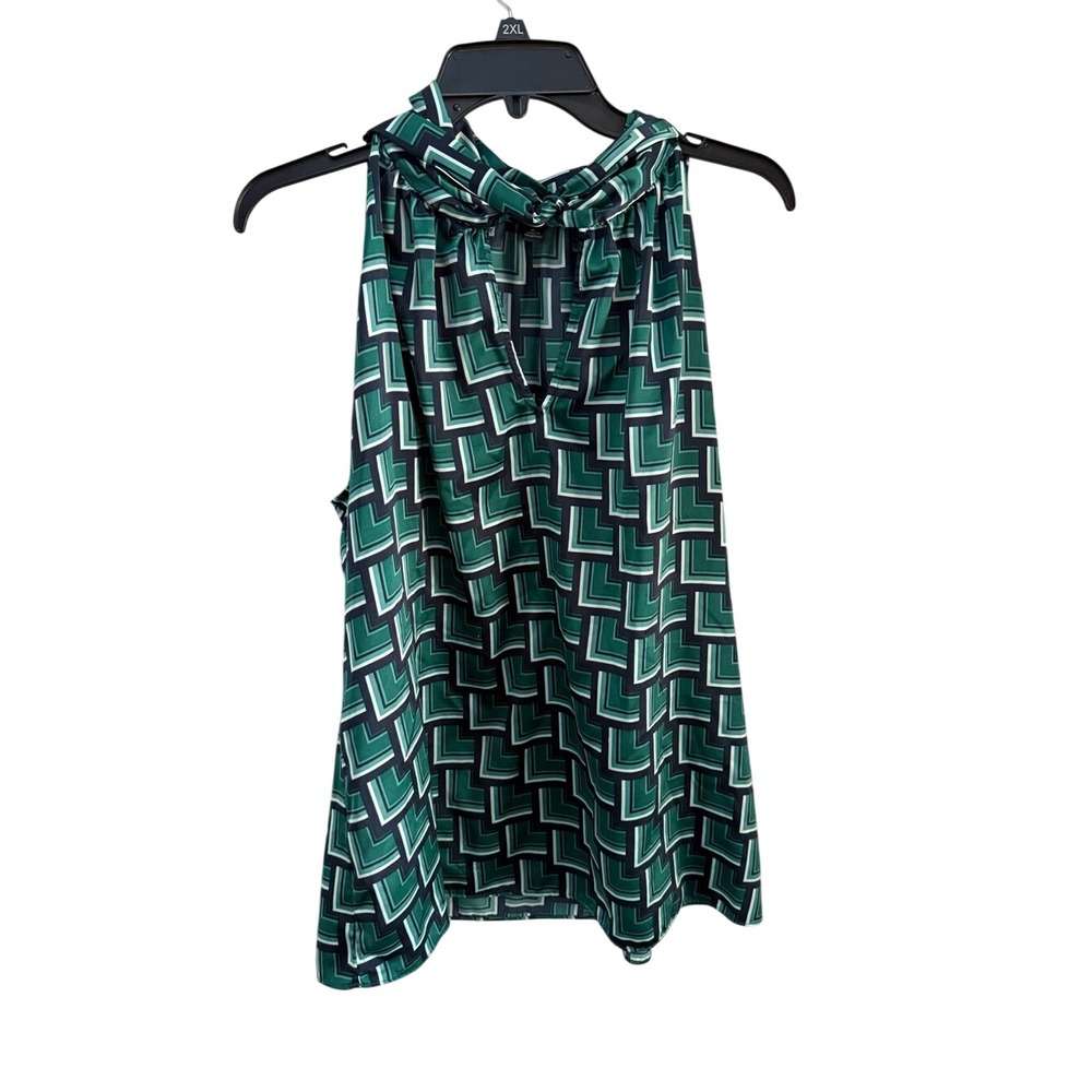 Banana Republic‎ Emerald Green & Navy Geometric Halter Top